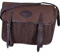JACK PYKE Heavy Cotton Canvas Game Bag - Hunting Shoulder Bag with Leather Straps, Buckle Fastening, Washable Lining & Net Front Pouch - Durable Shooting & Game Carry Bag for Outdoor Use - Brown