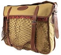 JACK PYKE Heavy Cotton Canvas Game Bag - Hunting Shoulder Bag with Leather Straps, Buckle Fastening, Washable Lining & Net Front Pouch - Durable Shooting & Game Carry Bag for Outdoor Use - Fawn