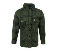 JACK PYKE Junior Polar Fleece Shirt Green Check X-Large