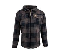 JACK PYKE Junior Tundra Check Shirt - Kids Fleece Lined Outdoor Flannel Overshirt with Zipped and Buttoned Pockets - Boys and Girls Winter Countryside Shooting Shirt - Brown, Small