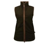 JACK PYKE Ladies Countryman 300g Thermal Fleece Gilet for Women, Lightweight Ladies Gilet and Bodywarmer with Faux Antiqued Leather Trim, Ideal for Outdoor Adventures - Dark Olive X-Large