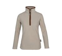 JACK PYKE Ladies Countryman Fleece Pullover - 300g Thermal Fleece Women’s Warm Outdoor Jumper with Quarter Zip, Nubuk Trim, Elasticated Waist and Cuffs - Mushroom Large
