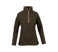 JACK PYKE Ladies Fleece Pullover - 300g Thermal Fleece Jacket, Quarter Zip Top, Nubuk Piping Detail, Elasticated Cuffs & Waist, Field Jumper for Hiking, Outdoor Wear - Dark Olive Large
