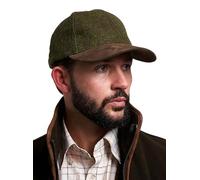 JACK PYKE Lowland Tweed Baseball Hat - Woolblend, Adjustable Country Style Baseball Caps for Mens with Faux Suede Peak, Fully Lined Design, Brass Adjuster, Perfect for Casual Wear - Green