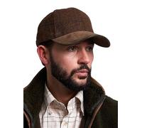 JACK PYKE Lowland Tweed Baseball Hat - Woolblend, Adjustable Country Style Baseball Caps for Mens with Faux Suede Peak, Fully Lined Design, Brass Adjuster, Perfect for Casual Wear - Brown