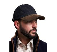 JACK PYKE Lowland Tweed Baseball Hat - Woolblend, Adjustable Country Style Baseball Caps for Mens with Faux Suede Peak, Fully Lined Design, Brass Adjuster, Perfect for Casual Wear - Navy