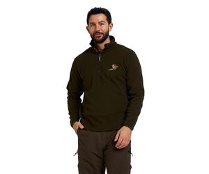 JACK PYKE Men’s Fleece Top 250GMS - Outdoor Fleece Pullover with Embroidered Pheasant Motif, Elasticated Cuffs & Extended Back, Field Jumper for Autumn, Winter - Green XXL