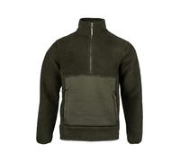 JACK PYKE Men’s Sherpa Fleece Pullover - 100% Polyester, Contrast Shoulder Panels, Zipped Front Pocket, Elasticated Cuffs, Lightweight & Comfortable for Outdoor & Casual Wear - Green, XL