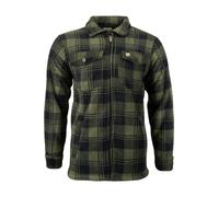 JACK PYKE Men’s Tundra Shirt - Checked Flannel Long Sleeve Zip Shirt with Fleece Lining, Turn-Down Collar, Multi Pockets, Button Cuffs for Shooting or Casual Wear - Green Large