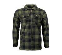 JACK PYKE Men’s Tundra Shirt - Checked Flannel Long Sleeve Zip Shirt with Fleece Lining, Turn-Down Collar, Multi Pockets, Button Cuffs for Shooting or Casual Wear - Green Medium