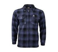 JACK PYKE Men’s Tundra Shirt - Checked Flannel Long Sleeve Zip Shirt with Fleece Lining, Turn-Down Collar, Multi Pockets, Button Cuffs for Shooting or Casual Wear - Navy XXL