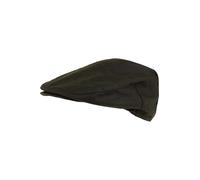 JACK PYKE Men's Flat Cap - 100% British Millerain 375gms Waxed Cotton with Cotton Tartan Lining, Tweed Pattern, Popper Peak, Lightweight & Waterproof Newsboy Flat Cap - Green, 58cm