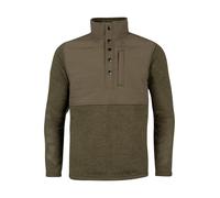 JACK PYKE Mens Fleece Pullover - Long Sleeve Outdoor Jacket with Stand Collar, Padded Upper Panel, Zipped Pockets and Snap Fastening Jumper for Country and Casual Wear, Green