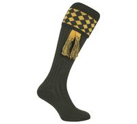 Jack Pyke Men's Harlequin Shooting Socks with Garters in Dark Green | Size: 8-11 Jack Pyke Dark Green 8-11