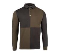 JACK PYKE Mens Long Sleeve Rugby Shirt - Durable Polycotton Polo Shirt with Ribbed Cuffs - Quartered Design & Button Collar Top for Country Sports, Shooting & Casual Smart Wear - Green - XL