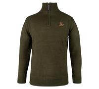 JACK PYKE Pheasant Men’s Jumpers - Quarter Zip Knitted Pullover, Long Sleeve Warm Sweatshirt with Ribbed Neck, Cuffs and Hem, Ideal for Outdoor Walks, Shooting and Casual Wear - Olive Green, X-Large