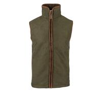 JACK PYKE Technical Moleskin Gilet for Men - Lightweight Fleece Lined Country Vest with Nubuck Trim & Stand Collar - Full Zip Sleeveless Outdoor Gilet for Shooting & Outdoor Wear - Dark Olive - M