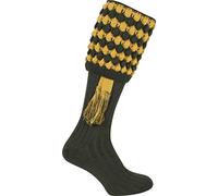 JACK PYKE Pebble Mens Shooting Socks with Garters 72cm - Durable Knee High Hunting Socks for Country Sports & Outdoor Wear - 30% Wool & 70% Acrylic Fabric, Argyle Pattern - Green, Size 8-11UK