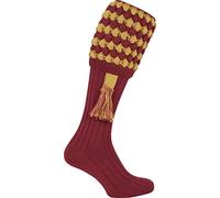 JACK PYKE Pebble Mens Shooting Socks with Garters 72cm - Durable Knee High Hunting Socks for Country Sports & Outdoor Wear - 30% Wool & 70% Acrylic Fabric, Argyle Pattern - Burgundy, Size 8-11UK
