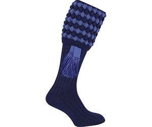 JACK PYKE Pebble Mens Shooting Socks with Garters 72cm - Durable Knee High Hunting Socks for Country Sports & Outdoor Wear - 30% Wool & 70% Acrylic Fabric, Argyle Pattern - Navy, Size 8-11UK