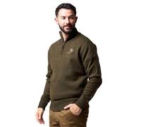 JACK PYKE Pheasant Men’s Jumpers - Quarter Zip Knitted Pullover, Long Sleeve Warm Sweatshirt with Ribbed Neck, Cuffs and Hem, Ideal for Outdoor Walks, Shooting and Casual Wear - Olive Green, X-Large