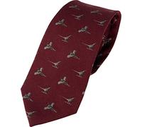 JACK PYKE Pheasant Silk Ties for Men - Classic Country Tie, Silk & Wool Blend, 155cm Length, Casual or Formal Wear, Gift Presentation Box, Ideal for Field Sports & Countrywear Fashion - Burgundy