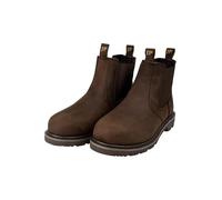 JACK PYKE Safety Dealer Boots - Leather Pull-On Chelsea Mens Work Boots, Steel Toe Capped, Oil-Resistant, Cushioned Insole & Breathable - Ideal for Farming, Warehouse, Construction - Brown Size 13 UK