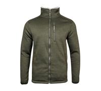 JACK PYKE Scandinavian Fleece Jacket for Mens - Soft Knitted Outer with Sherpa Lining, Full Zip Fleece Jumper with Zipped Pockets, Suede-Style Sleeve Patch, Warm Outdoor & Casual Wear Dark Olive XXL