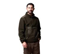 JACK PYKE Men’s Sherpa Fleece Pullover - 100% Polyester, Contrast Shoulder Panels, Zipped Front Pocket, Elasticated Cuffs, Lightweight & Comfortable for Outdoor & Casual Wear - Green, Medium