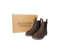 JACK PYKE Shires Mens Safety Dealer Boots - Oiled Leather Slip-On Chelsea Boots with Elastic Sides, Oil Resistant Sole and Double Pull Tabs for Country or Outdoor Use - Brown, Size 9 UK