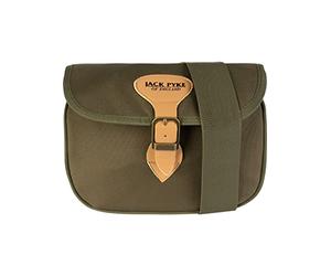 JACK PYKE Speed Loader Cartridge Bag - Durable Shooting Bag with Leather Fastenings, Metal Buckle, Adjustable Strap, Holds 70+ Cartridges for Clay Shooting & Game - Green