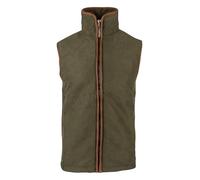 JACK PYKE Technical Moleskin Gilet for Men - Lightweight Fleece Lined Country Vest with Nubuck Trim & Stand Collar - Full Zip Sleeveless Outdoor Gilet for Shooting & Outdoor Wear - Dark Olive - M