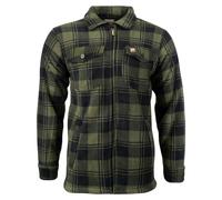 JACK PYKE Men’s Tundra Shirt - Checked Flannel Long Sleeve Zip Shirt with Fleece Lining, Turn-Down Collar, Multi Pockets, Button Cuffs for Shooting or Casual Wear - Green XXL