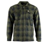 JACK PYKE Men’s Tundra Shirt - Checked Flannel Long Sleeve Zip Shirt with Fleece Lining, Turn-Down Collar, Multi Pockets, Button Cuffs for Shooting or Casual Wear - Green XXL