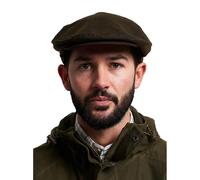 JACK PYKE Men's Flat Cap - 100% British Millerain 375gms Waxed Cotton with Cotton Tartan Lining, Tweed Pattern, Popper Peak, Lightweight & Waterproof Newsboy Flat Cap - Green, 57cm