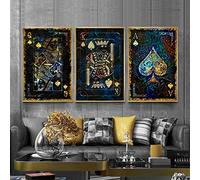 Jack Queen and King Playing Cards Art Canvas Painting Modern Home Decor Card Poker Poster Prints Wall Picture for Card Room Decor 80x60cmx3pcs innerframe