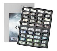 Jack Richeson 422978 Hand Rolled Soft Pastels 40 Piece Value Set, Grey