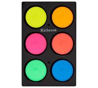 Jack Richeson Non-Toxic Tempera Paint Cakes - 1 11/16 x 5/8 inch - Set of 6 - Assorted Fluorescent Colors