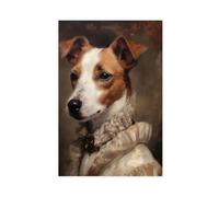 Jack Russel Portrait, Dog in Clothes Picture, Altered Art Print, Animal Head Human Body-1