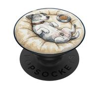Jack-Russel Terrier Dog Chills with Dog Bed while Sleeping PopSockets Adhesive PopGrip
