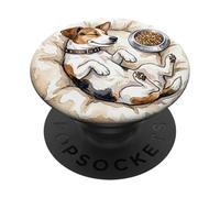 Jack-Russel Terrier Dog Chills with Dog Bed while Sleeping PopSockets Adhesive PopGrip