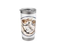 Jack-Russel Terrier Dog Chills with Dog Bed While Sleeping Stainless Steel Insulated Tumbler