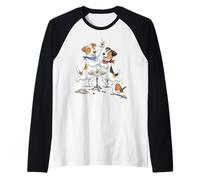 Jack-Russel Terrier Dogs Dance with Cup of Coffee in the Morning Raglan Baseball Tee