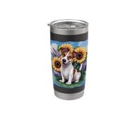 Jack Russel Terrier with Sunflowers and Lilacs Stainless Steel Insulated Tumbler