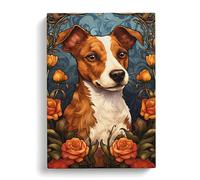 Jack Russell Art Nouveau Art Canvas Print | Gallery Wrapped 30mm Frame Wall Decor | 30x20 inches | Ready to Hang | Contemporary Picture | Living Room Bedroom Lounge Office