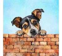 Jack Russell Black Dog Art Square Blank Greeting Card - Gift Idea Special Occasion Inside With Envelope Premium Unique Design Animal Cute Illustrated Wildlife Quality Included Uk
