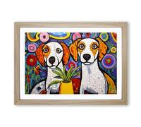 Jack Russell Dadaism Framed Print | A2 Oak Framed Wall Art | Ready to Hang | Modern Historical Picture | Living Room Bedroom Lounge Office
