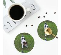 Jack Russell Dog Coasters for Drinks 4 Pack Non-slip Leather Coasters Round cup mat for home Tabletop Decor 10 cm