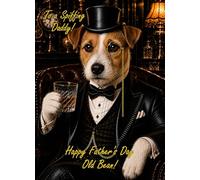 Jack Russell Dog Funny Gentleman Victorian Fathers Day Card for Daddy - For Him Dapper Spiffing Humour Greeting Blank Inside Envelope Included Gift Idea UK