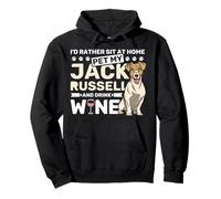 Jack Russell Dog Lover Cute Jack Russell Owner And Wine Pullover Hoodie